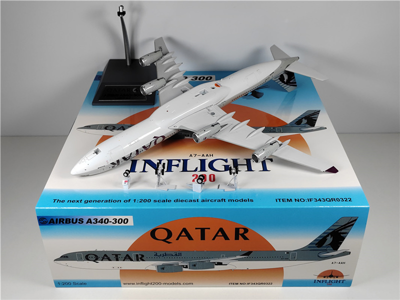 Inflight 1:200 カタール航空 A340-200 A7-HHK www.JetCollector.com: Qatar A340-200 w/stand A7-HHK 1:200