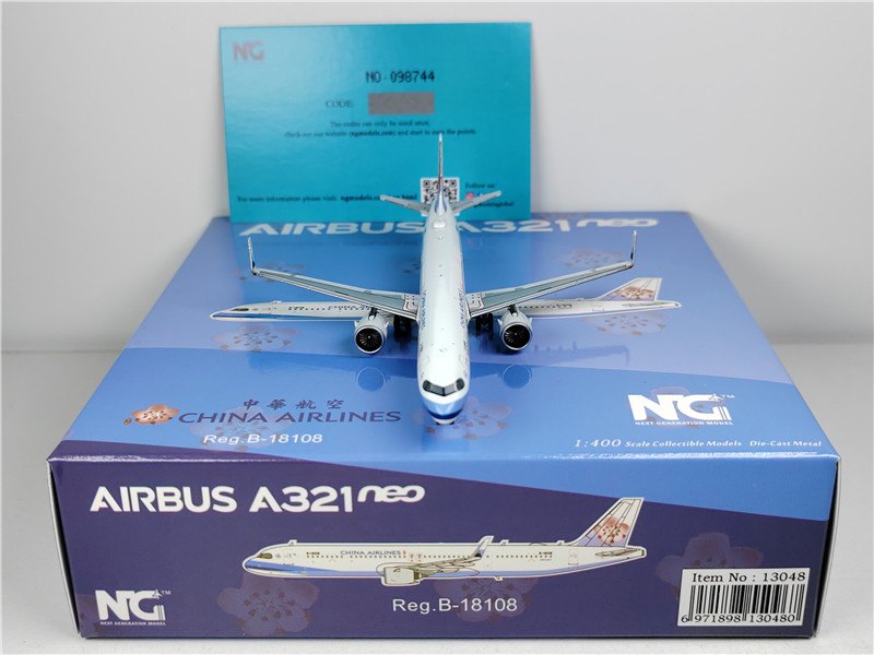 China Airlines A321 Neo 航空機モデル NG Models CHINA AIRLINES FOR AIRBUS A321neo B-18108 1:400