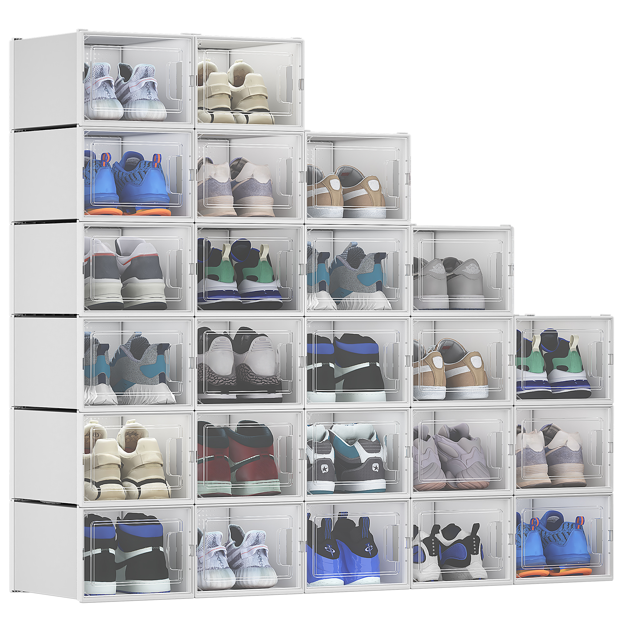 TAUS 12/18/20/24 PIEZAS Caja de Almacenamiento de Zapatos Transparente Apilable Contenedor de Zapatos XL Negro - Imagen 17 de 18