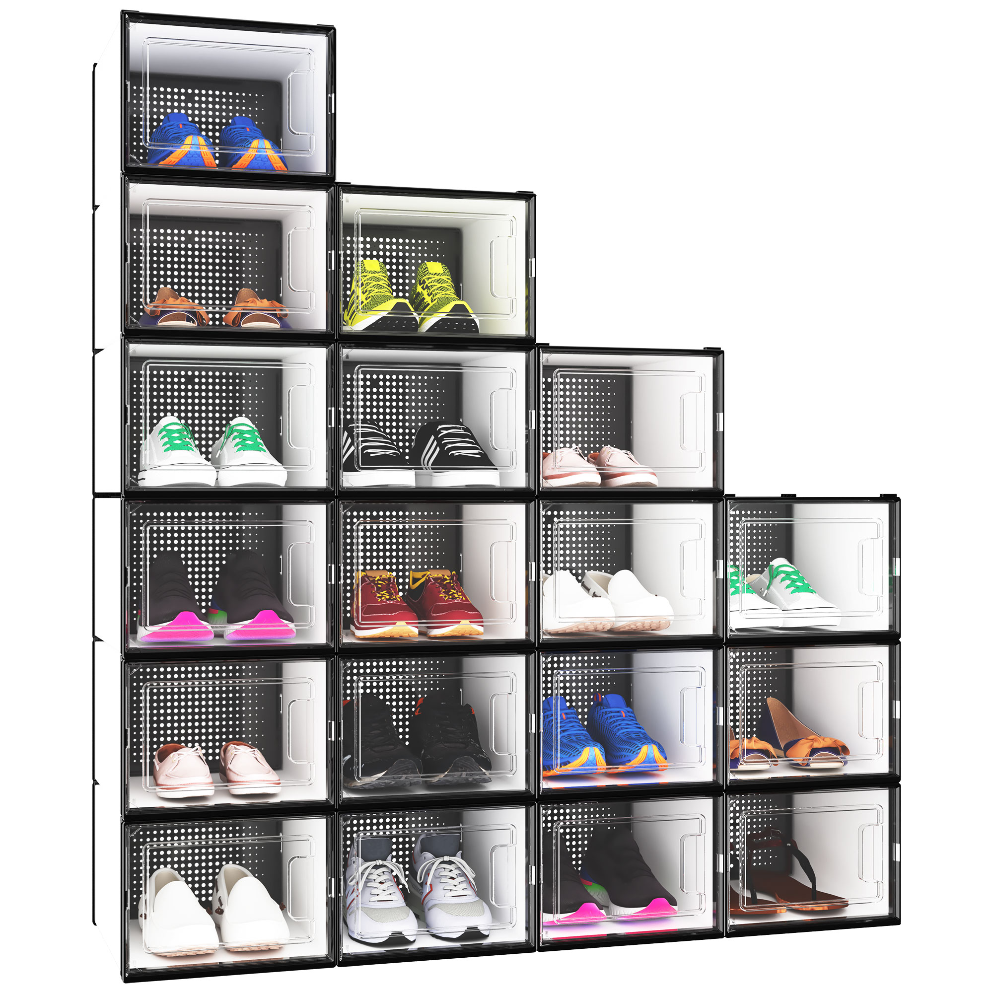 12/24 PCS Shoe Storage Box Clear Stackable Shoe Container Sneaker Organizer XL - Picture 40 of 45