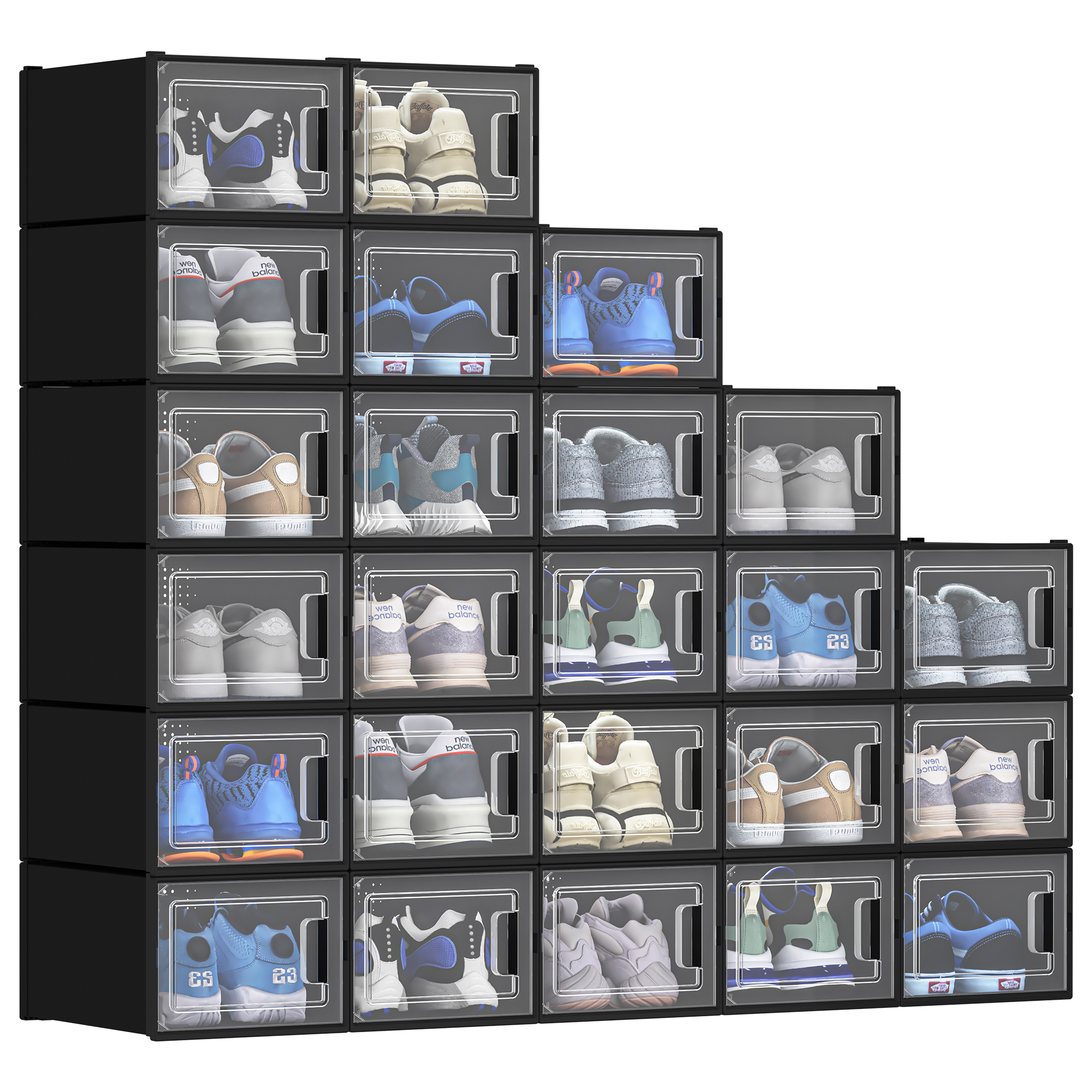 12/24 PCS Shoe Storage Box Clear Stackable Shoe Container Sneaker Organizer XL - Picture 24 of 45
