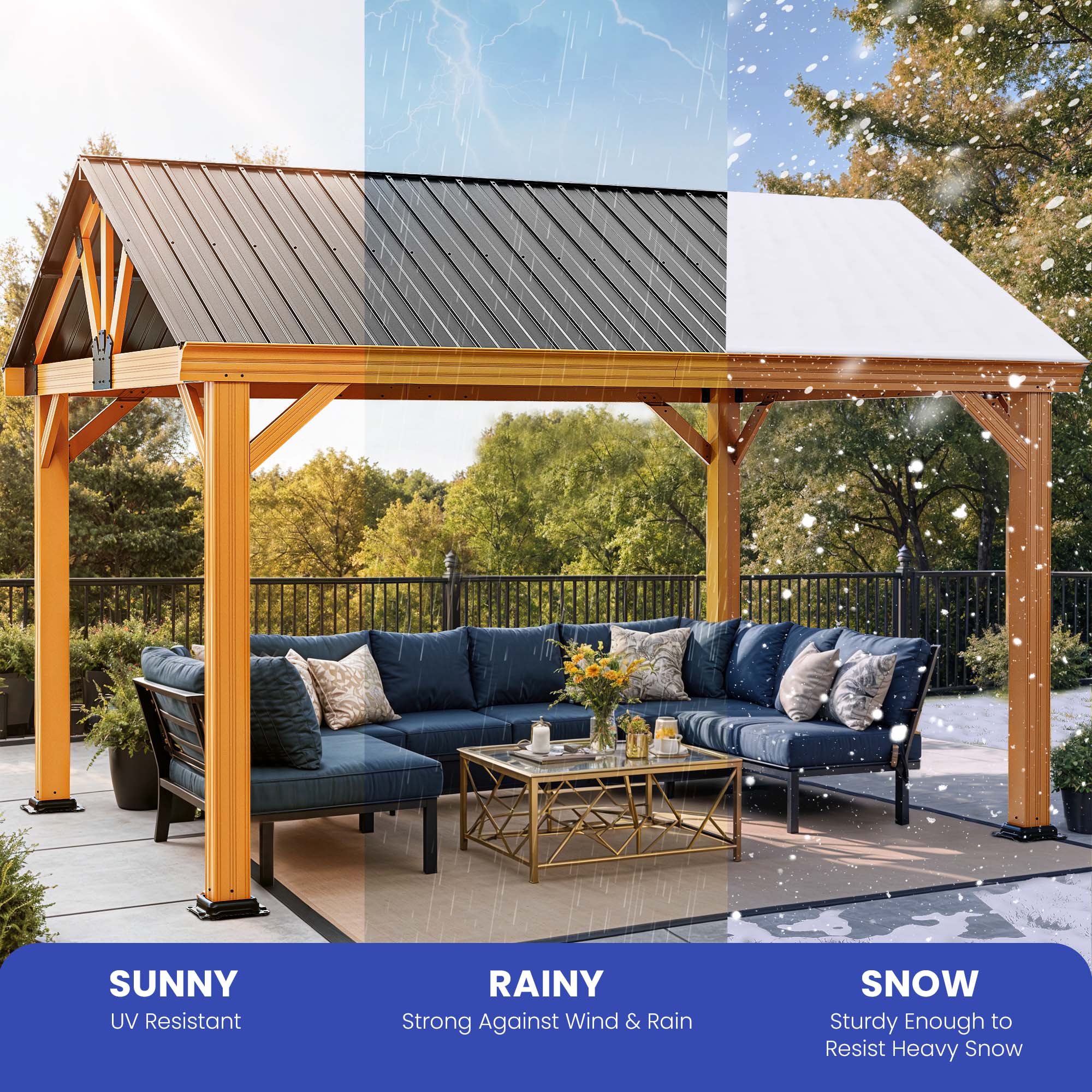 14x12 ft Heavy Duty Outdoor Hardtop Roof Gazebo Shelter Tent