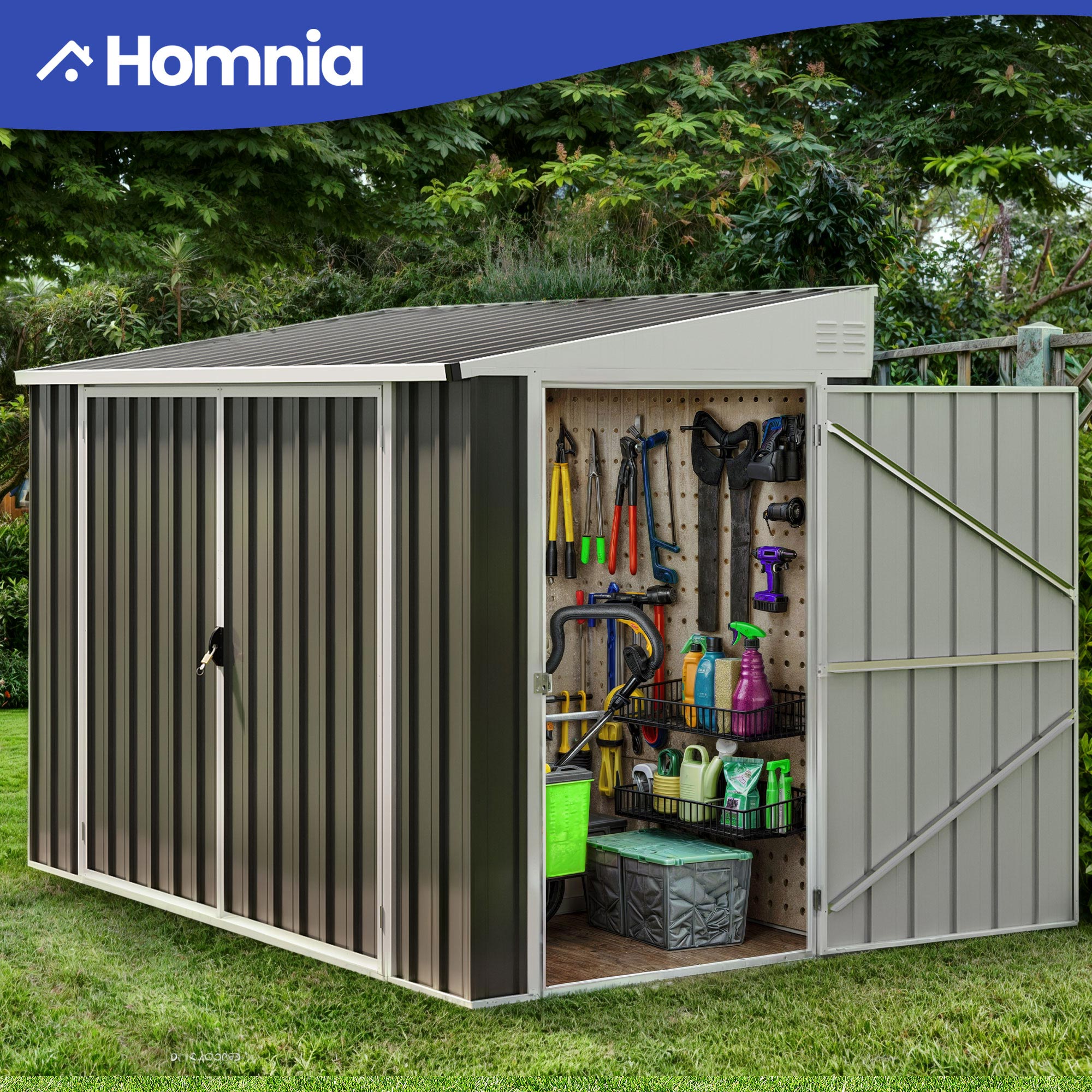 8'x4' Ft Outdoor Tool Shed 148 CuFT Metal Backyard Patio Storage w