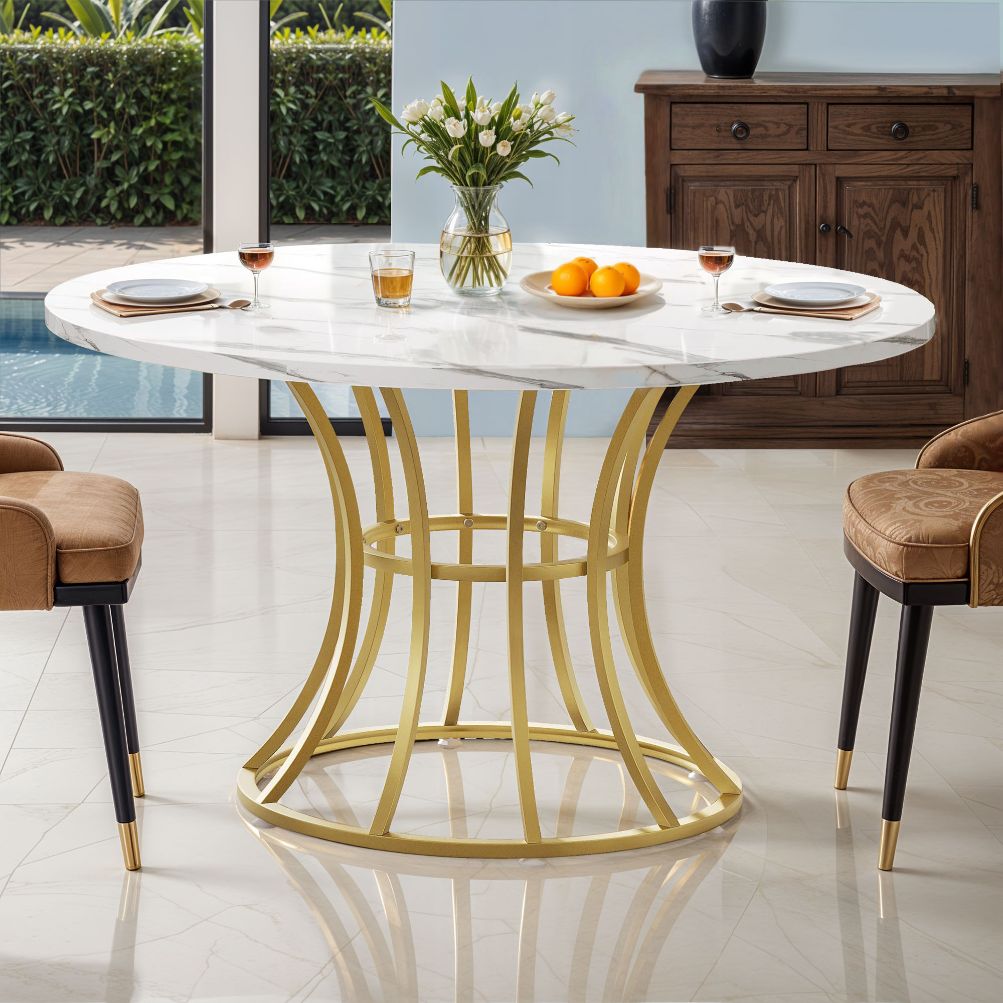 Small Gold Round Kitchen Table Haizo Dining Table Set For Clear