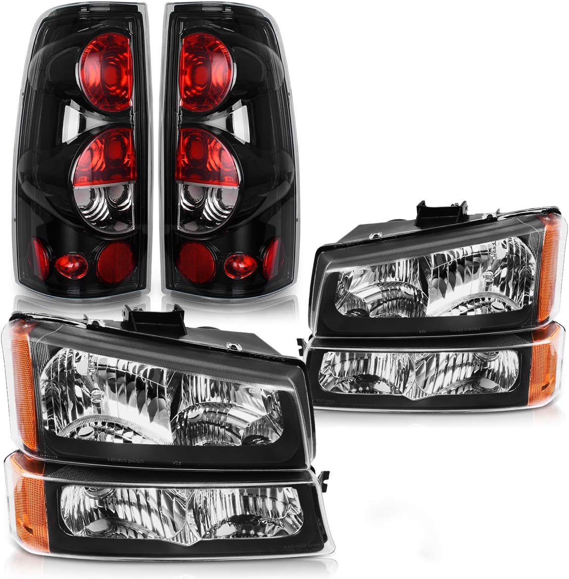 Headlights + Tail Brake Lights Set For 2003-2006 Chevy Silverado 1500 2500 3500