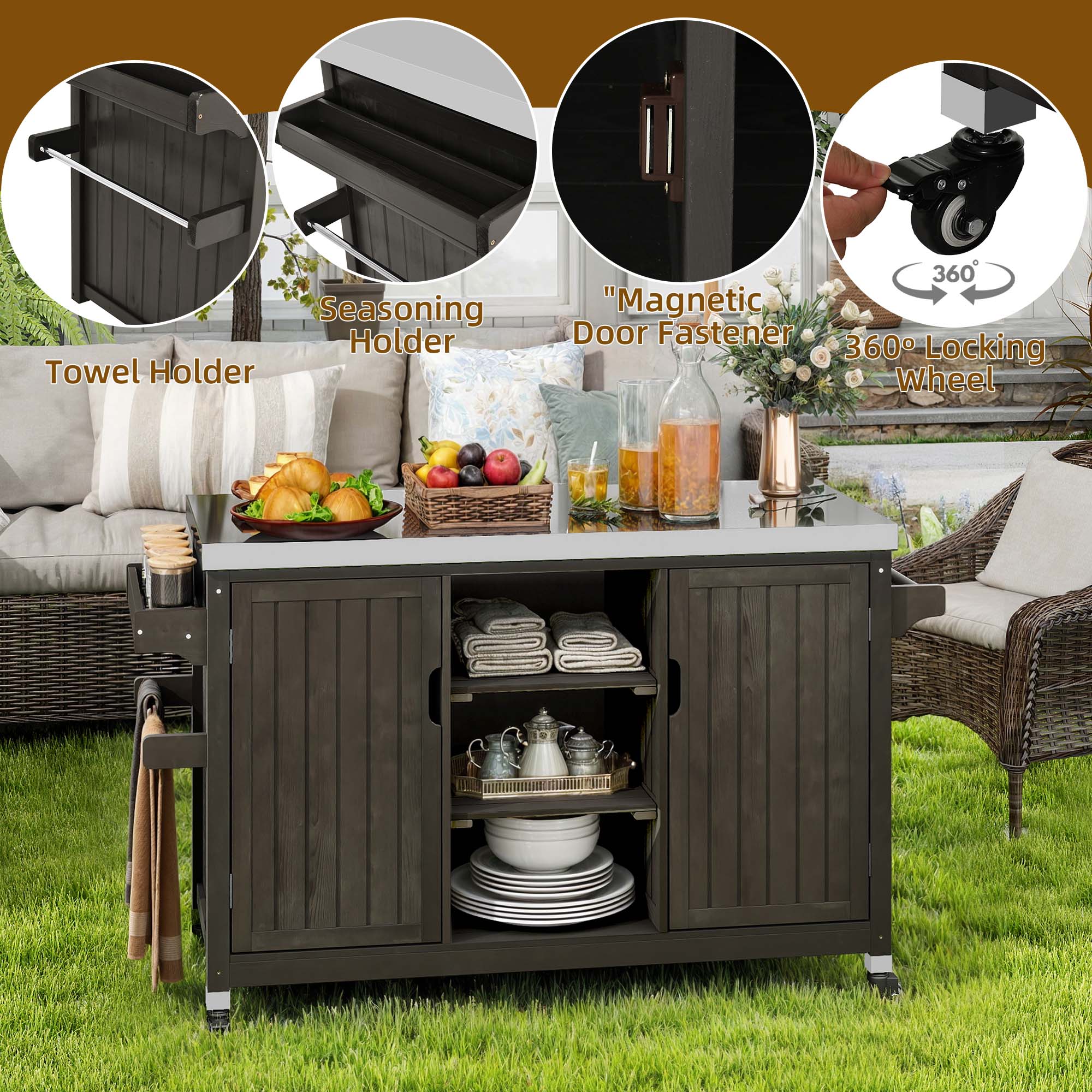Kitchen Island With Storage Outdoor Grill Table With Stainless Top