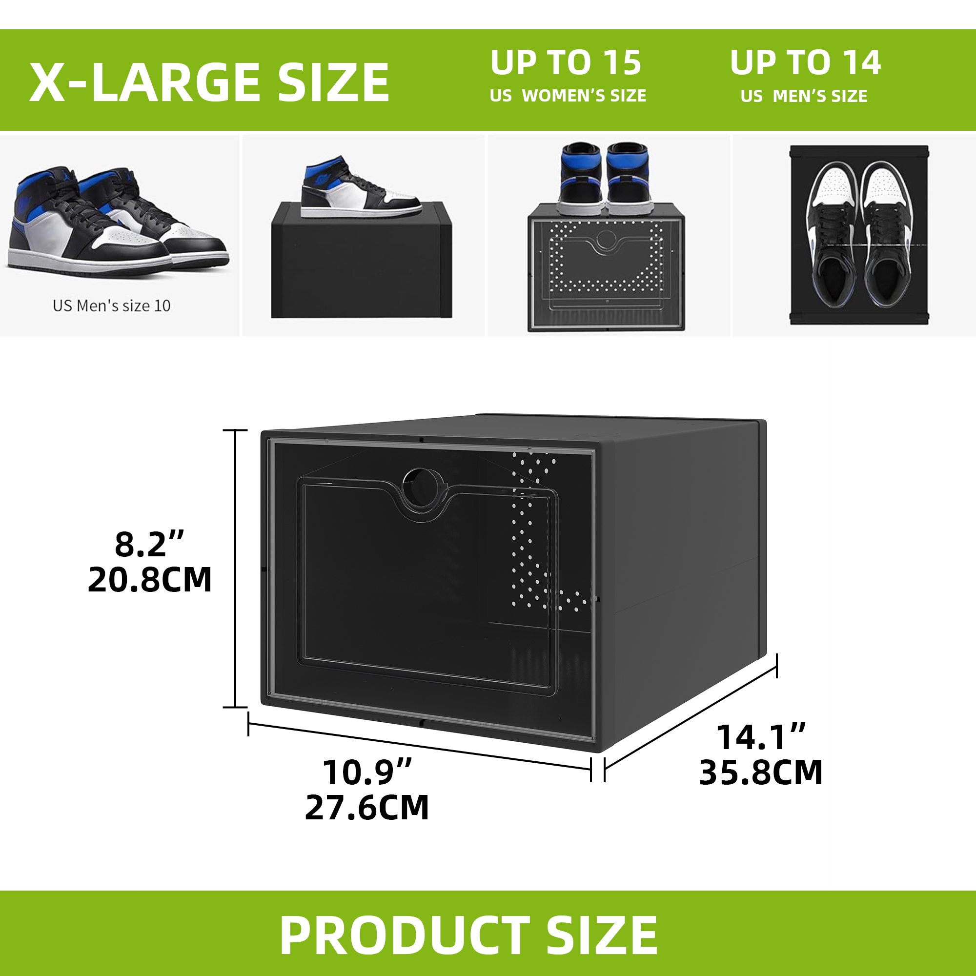 12/24 PCS Shoe Storage Box Clear Stackable Shoe Container Sneaker Organizer XL - Picture 23 of 45