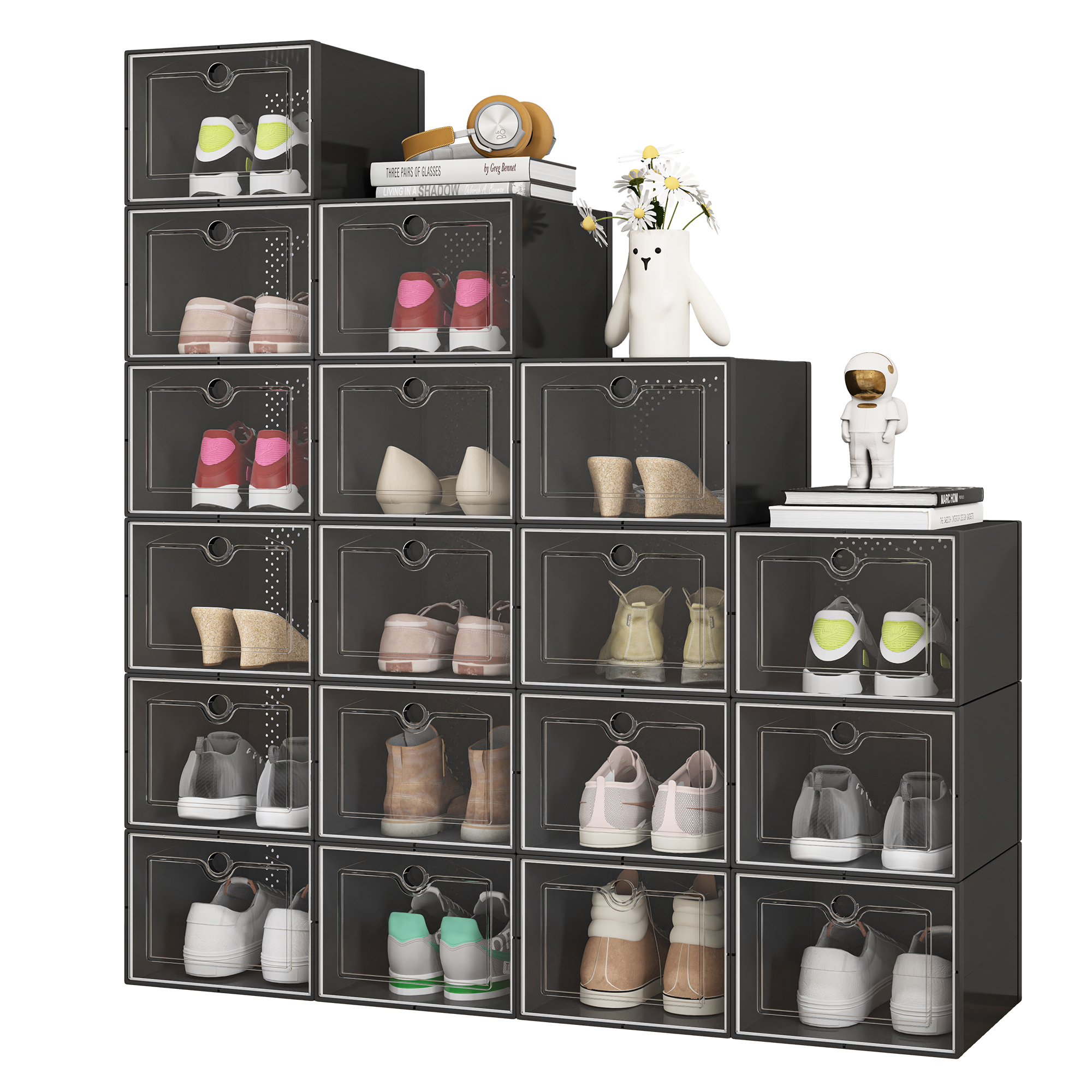 12/24 PCS Shoe Storage Box Clear Stackable Shoe Container Sneaker Organizer XL - Picture 26 of 45