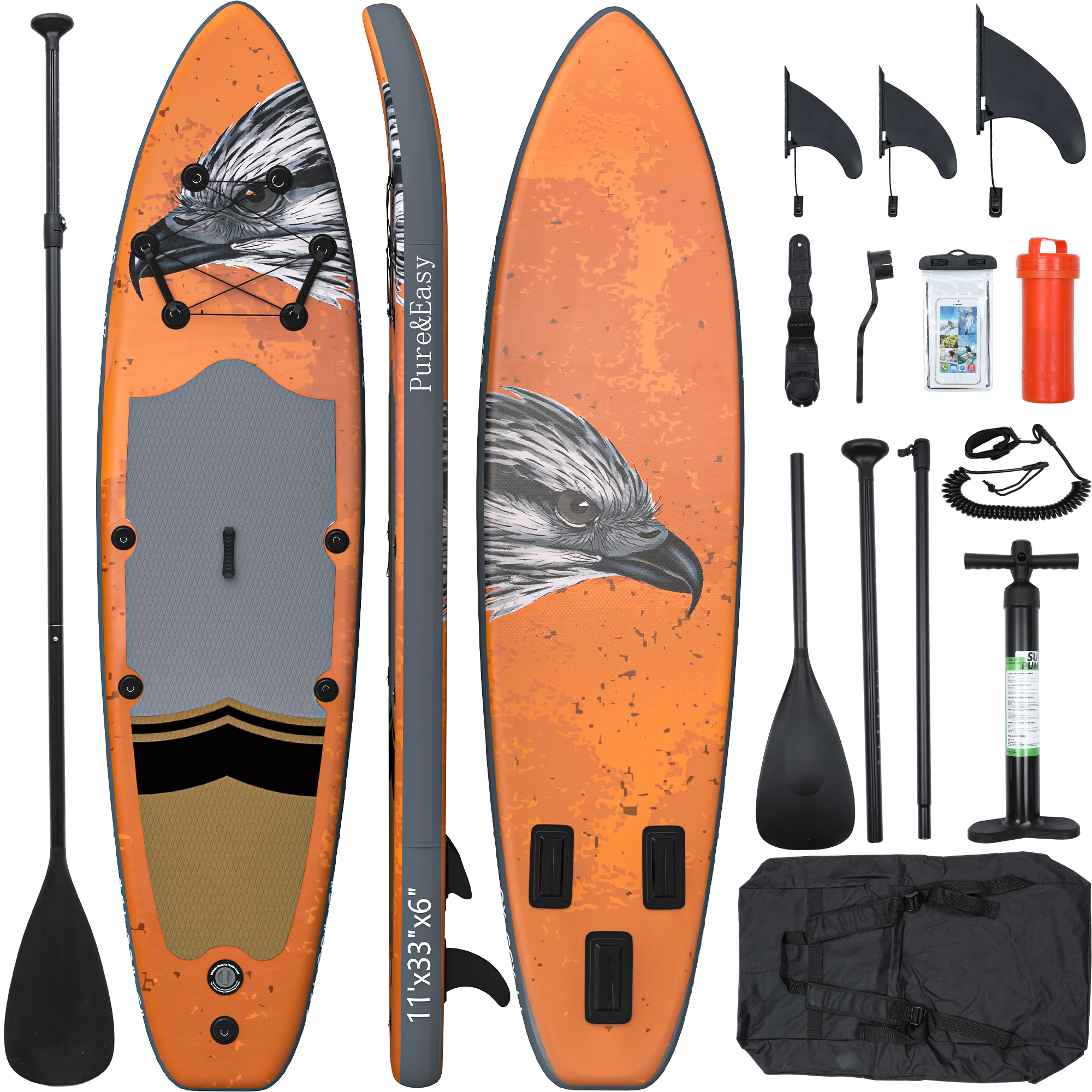 SUP 11フィート 11 FT Inflatable Stand Up Paddle Board, PVC SUP Paddleboard