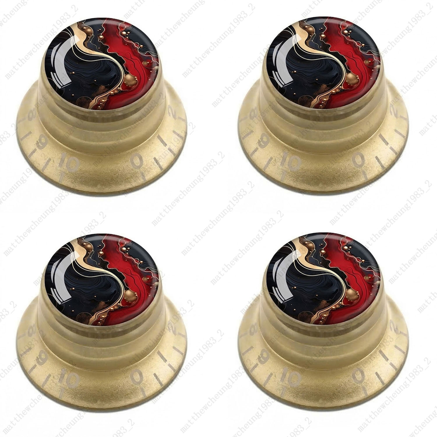 4Pcs Gold Guitar Reflector Knobs For Les Paul SG -10 Abstract Art Style Options