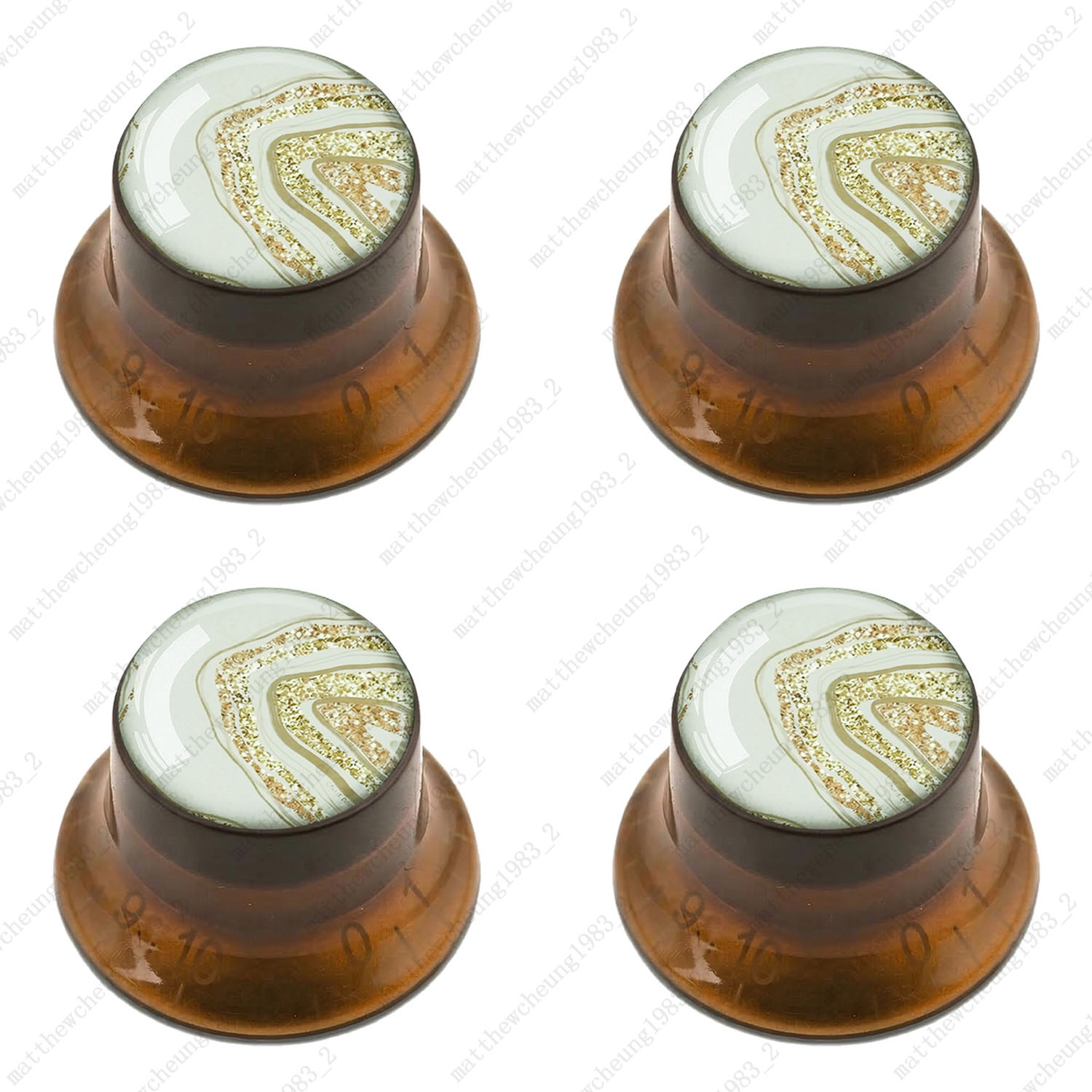 4Pcs Amber Guitar Reflector Knob For Les Paul SG -10 Marble Texture Style Option