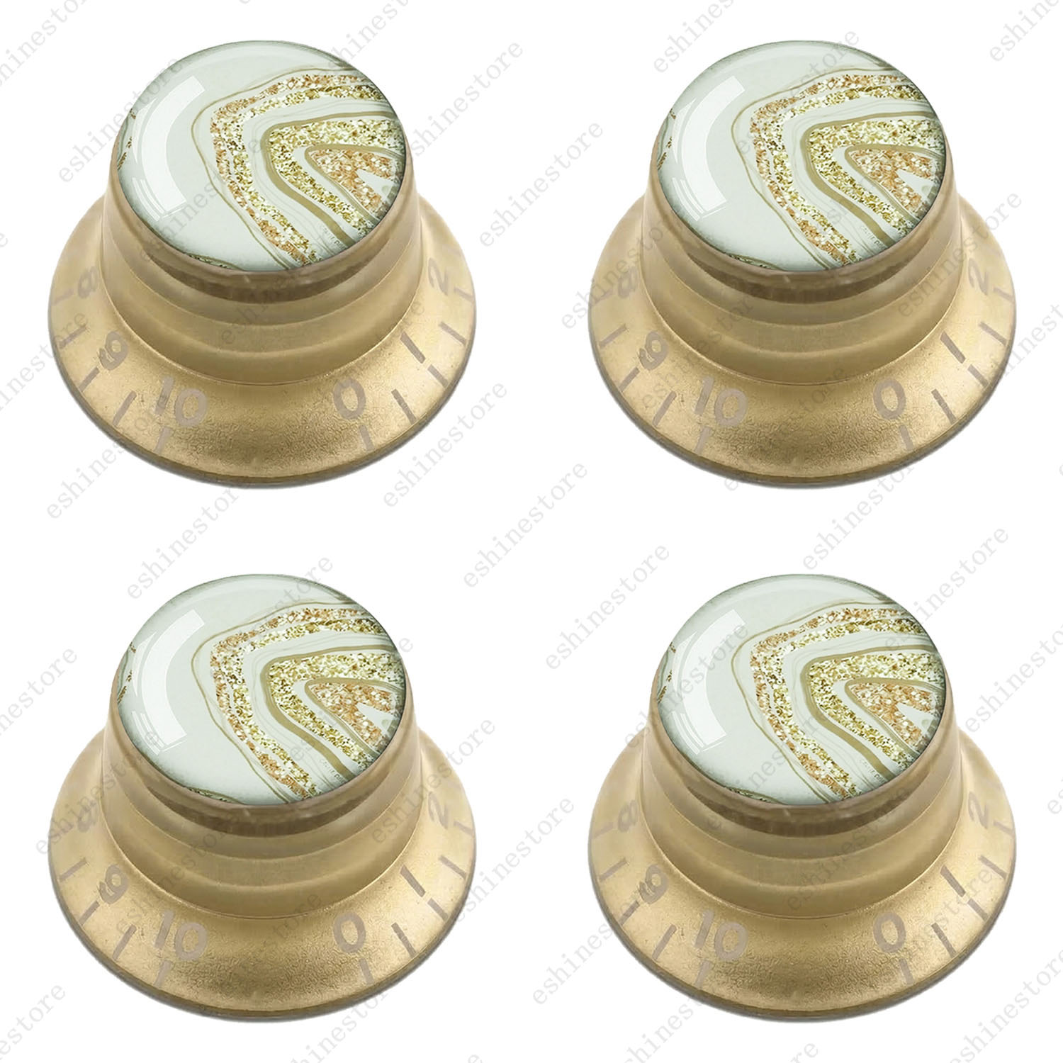 4Pcs Gold Guitar Reflector Knob For Les Paul SG -10 Marble Texture Style Options