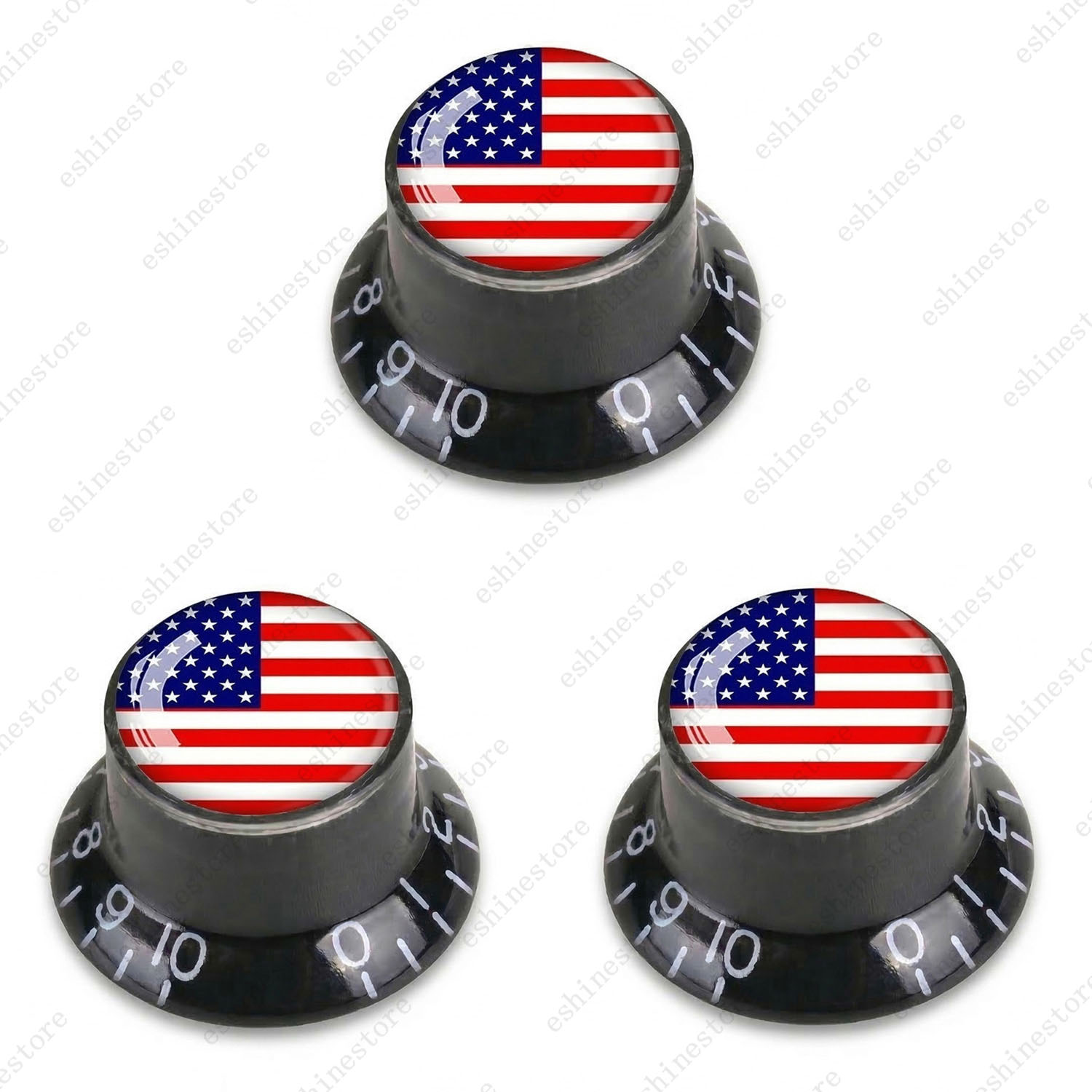 Guitar Reflector Knobs w/ American Flag Design Cap Top Hat Knobs for Les Paul SG