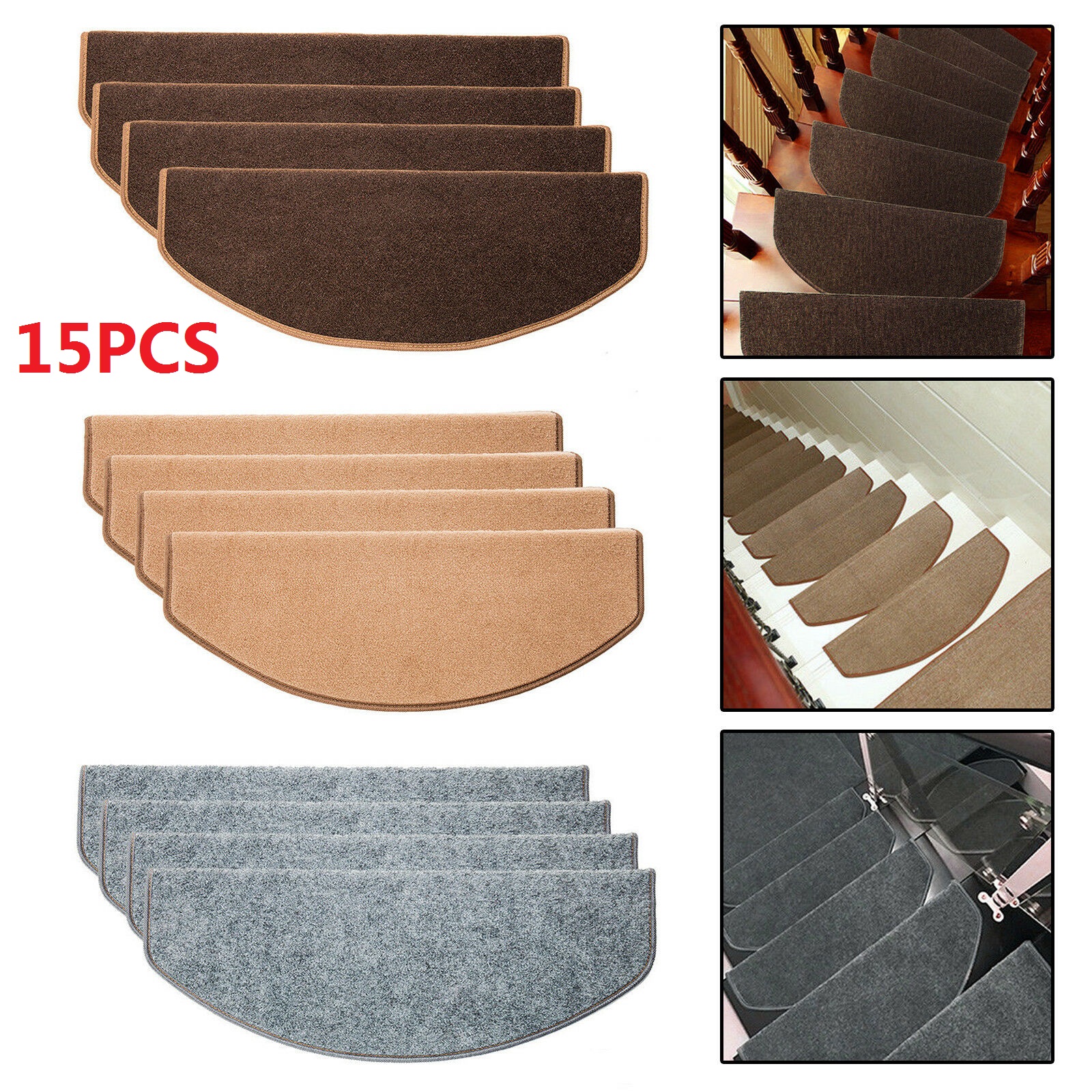 15Pcs Mat Step Staircase Protection Cover Stair Treads Non Slip Carpet