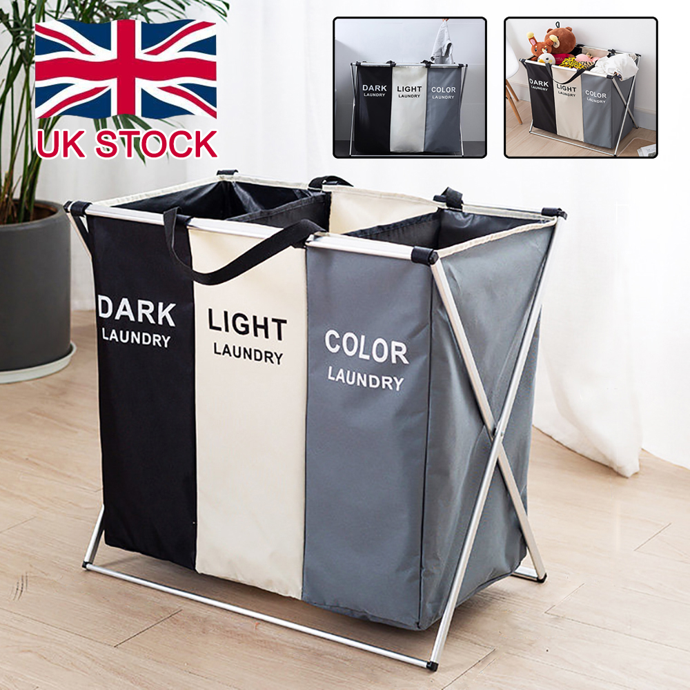 Aluminium Folding Laundry Cloth Basket Washing Hamper Bin Storage Bag