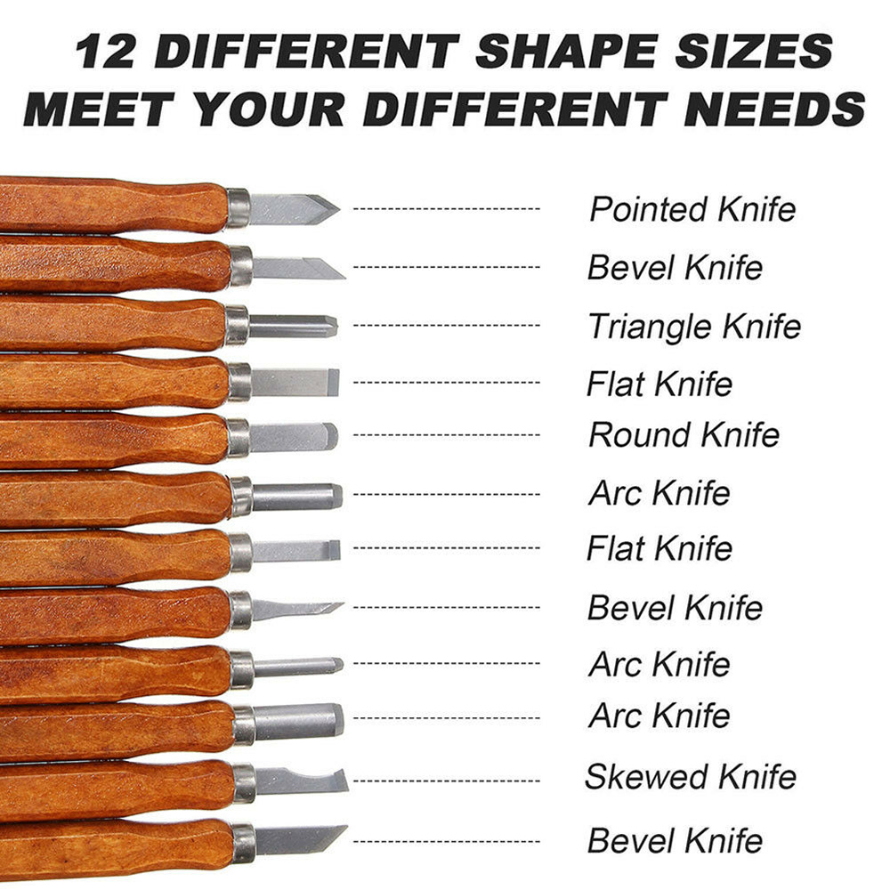 15 PCS Wood Carving Hand Chisel Set Kit Woodworking Tools Perfect For
