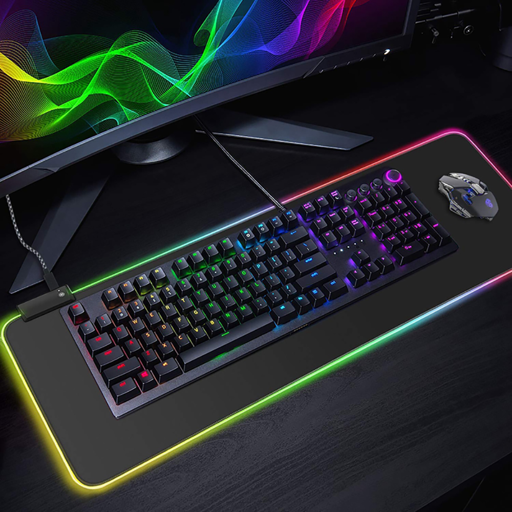 RGB LED Gaming Mouse Pad Desk Mat Extend Anti-slip Rubber Speed