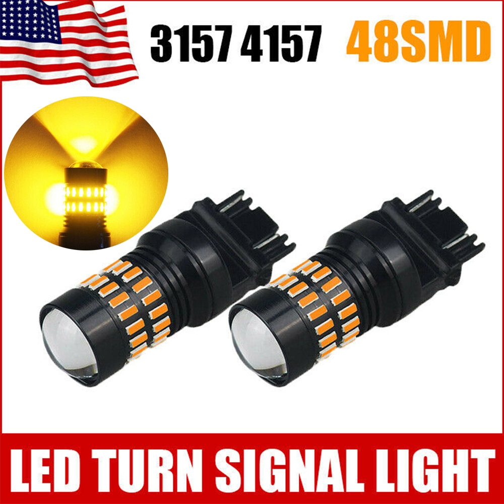 3157 Builtin load resistor 2X Amber / yellow LED Turn Signal Light