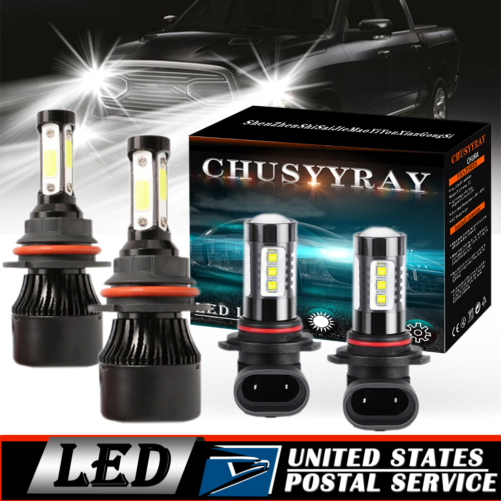 RIDROID 4x H13/9006 LED Headlight & Fog Light Bulbs Combo For Dodge Ram 1500 2500 3500 2006-2009