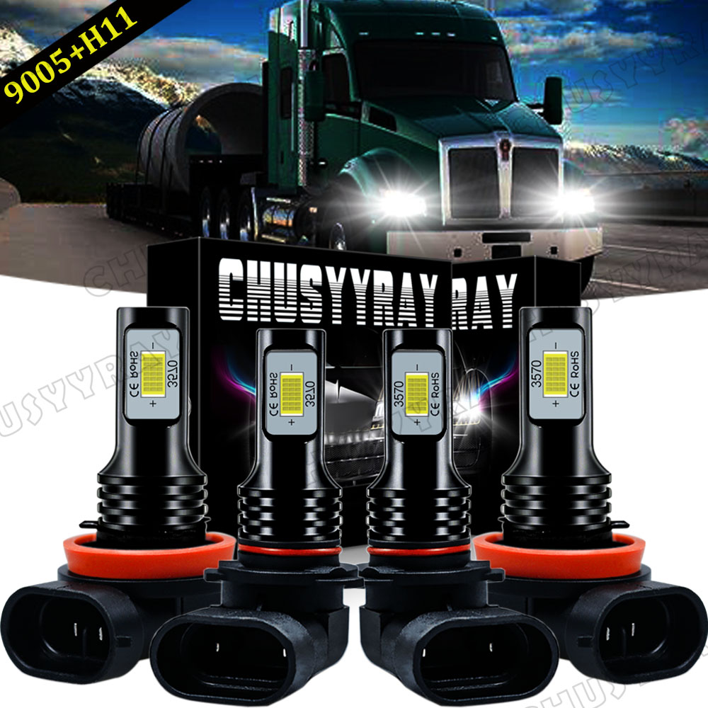For Kenworth T680 T880 20132019 4PC LED Headlight Kit Bulbs High/Low