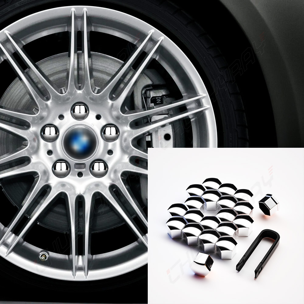 thumbnail image 2 of 17MM Chrome Alloy Wheel Locking Nut Bolts Covers Caps For VW GOLF 2 of 13