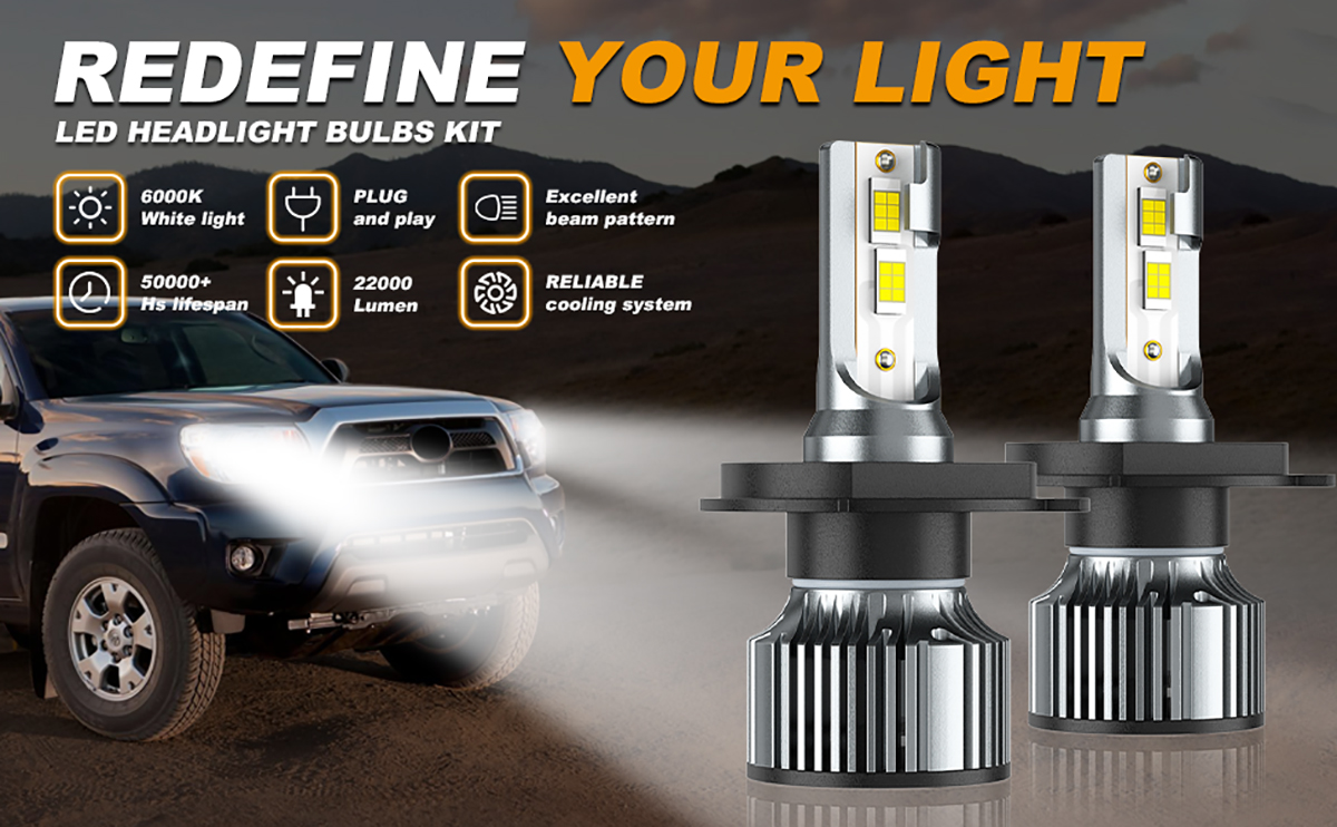 thumbnail image 2 of 150W 50,000LM Canbus H4/9003/HB2 LED Headlight Conversion Kit - 6000K White, IP67, 30,000 Hour Lifespan 2 of 5