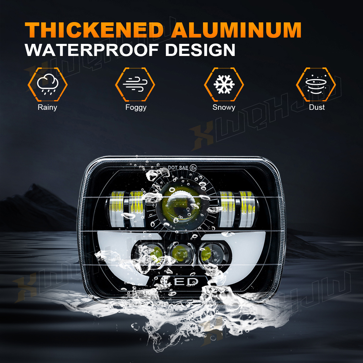 For Pontiac Fiero 1984 1985 1986 1987 1988 7x6'' LED Headlight Hi