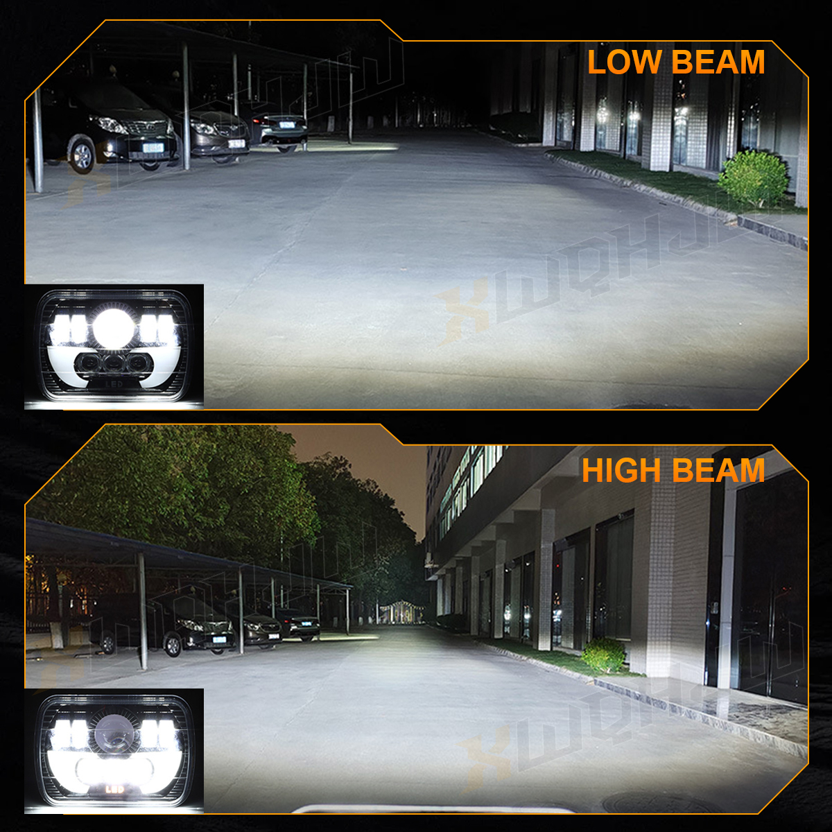 For Pontiac Fiero 1984 1985 1986 1987 1988 7x6'' LED Headlight Hi