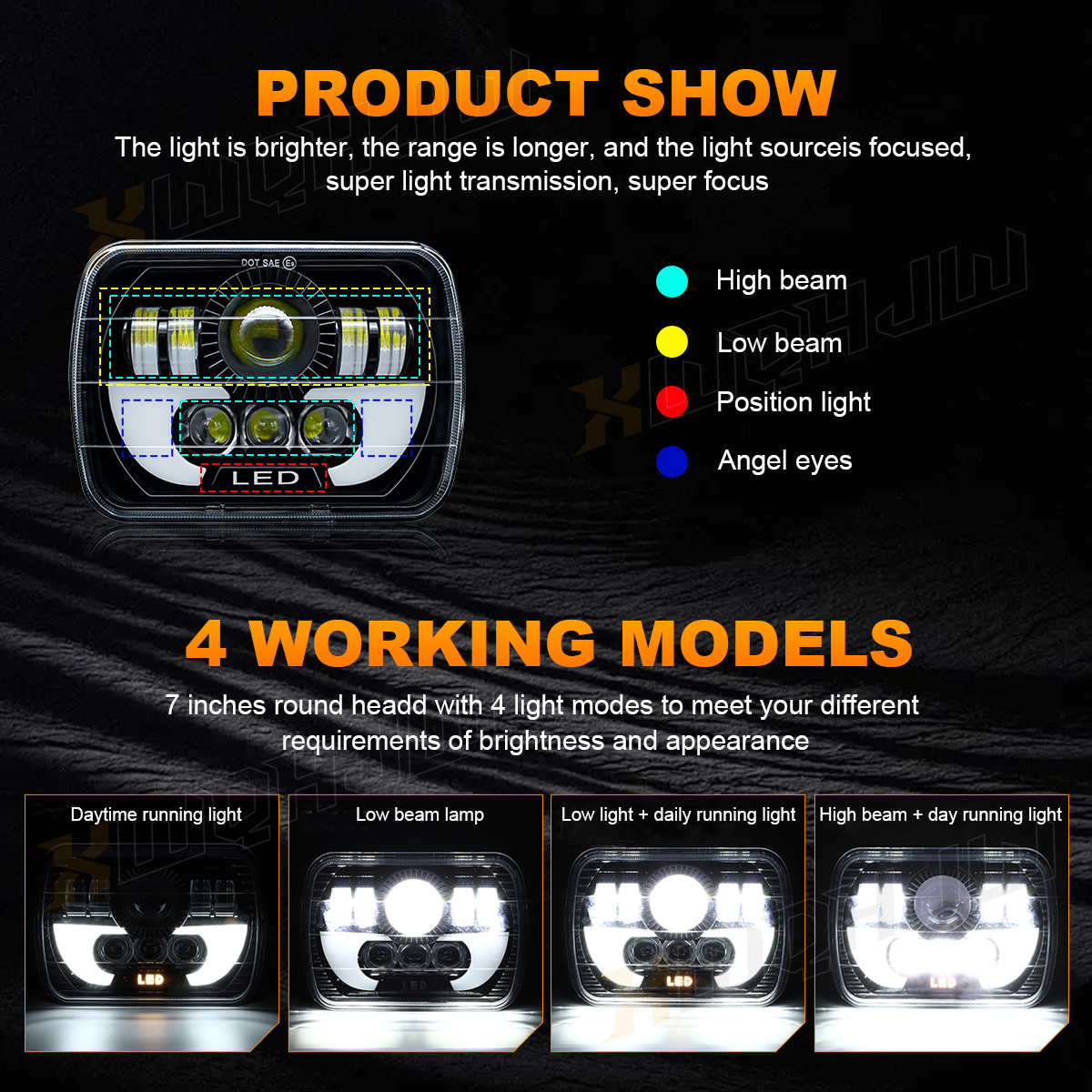 TELO×LOD PRODUCTS fiero Blue Jade For Pontiac Fiero 1984 1985 1986 1987 1988 7x6'' LED Headlight Hi