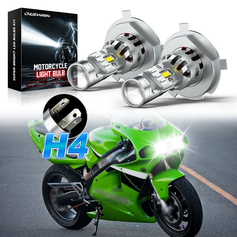2 Ultra Bright 6000K H4 LED headlight Bulbs for Kawasaki 1996