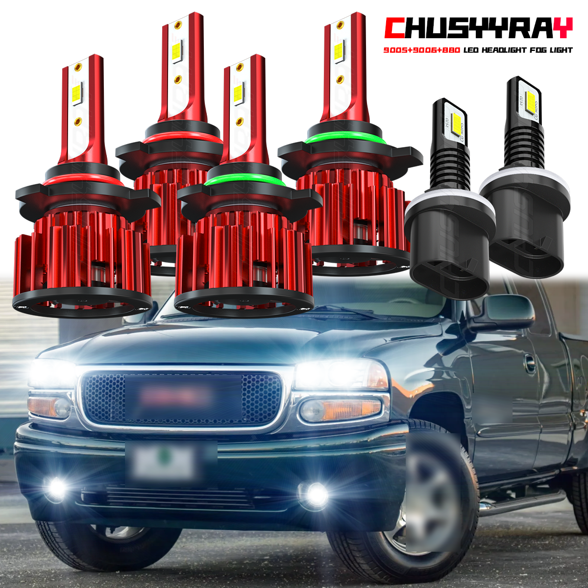 For 1999-2002 GMC Sierra 2500 -9005 9006 880 Headlight Fog Light LED Combo bulbs