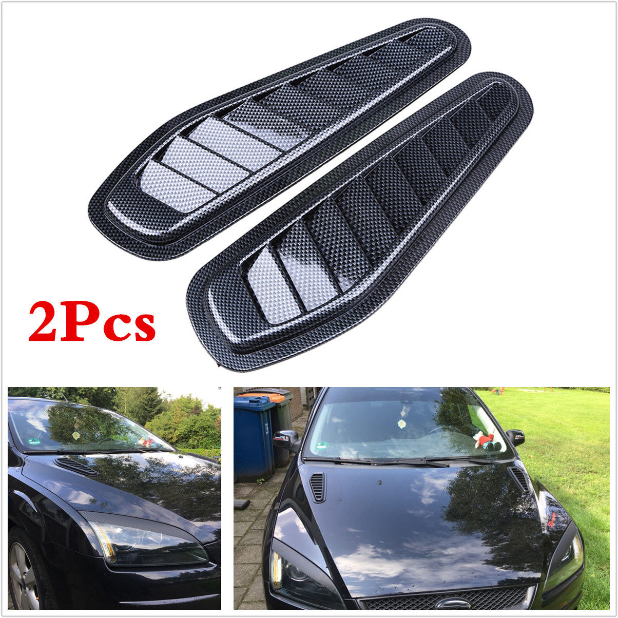 ABS Race Car Hood Scoop Carbon Style Bonnet Air Vent Decorative Accessories 2*