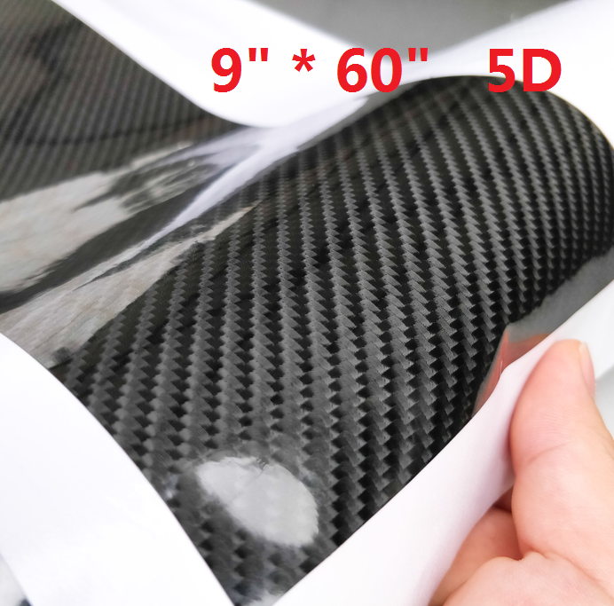 8/"x60/" Black 5D Carbon Fiber Vinyl Shinny Glossy Car Interior Wrap Sticker Decal