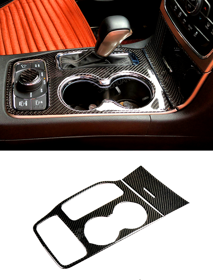 Real Carbon Fiber Water Cup Holder Cover Trim For Jeep Grand Cherokee 2014 2015