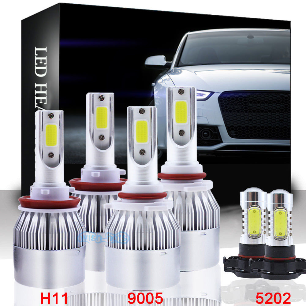 9005 H11 LED Headlight Hi//Low 5202 Fog Lights for 2007-2015 Chevy Silverado 1500