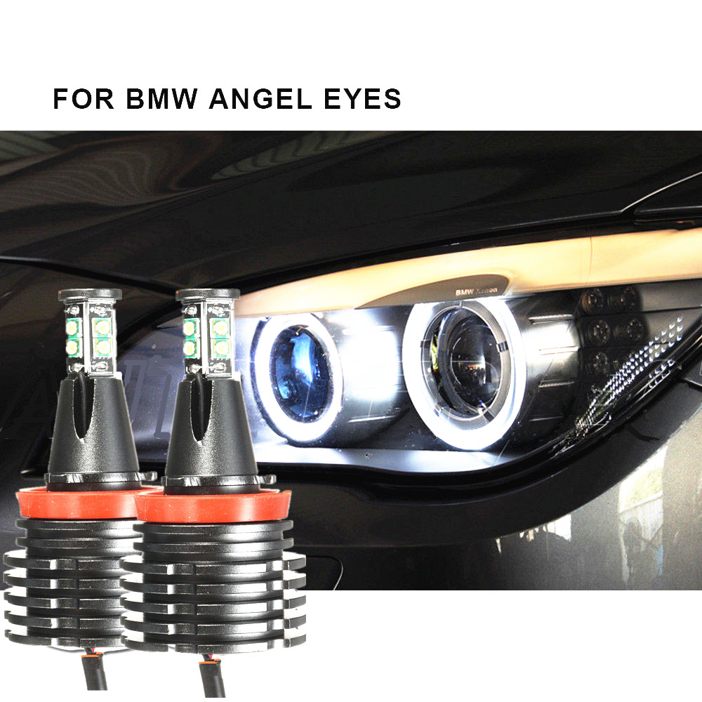 LETTER 2Pcs Car Side Light, Error Free LED Angel Eyes Marker Halo Headlight Bulbs, 5W White