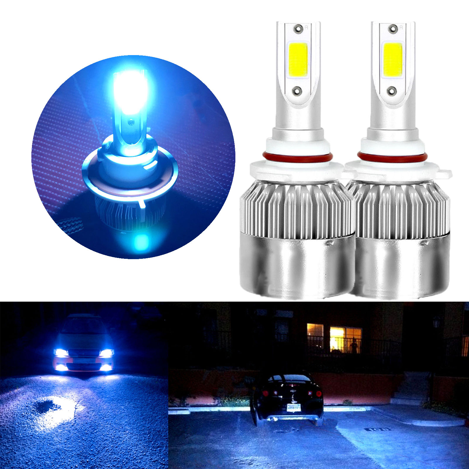 2x 9005 H10 8000K Ice Blue  CREE LED Headlight Bulbs Kit  Low Beam US