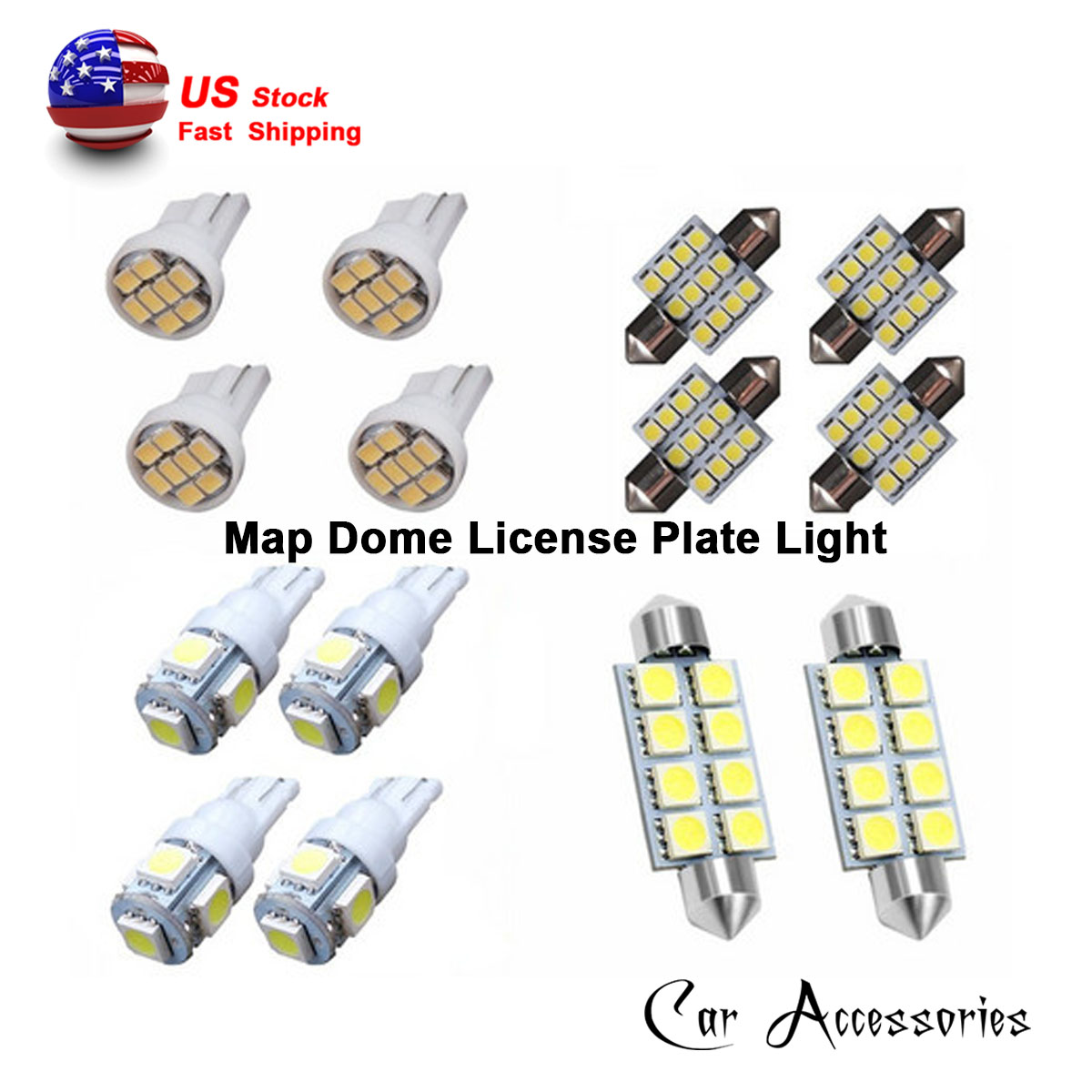 License Plate munirater 14-Pack White LED Light Interior Package Kit Fit for T10 & 31mm Map Dome 