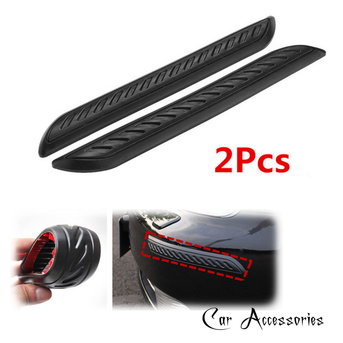 2Pc Front Rear Bumper Rubber Pad Protector Left+Right Corner Cover Guards Useful