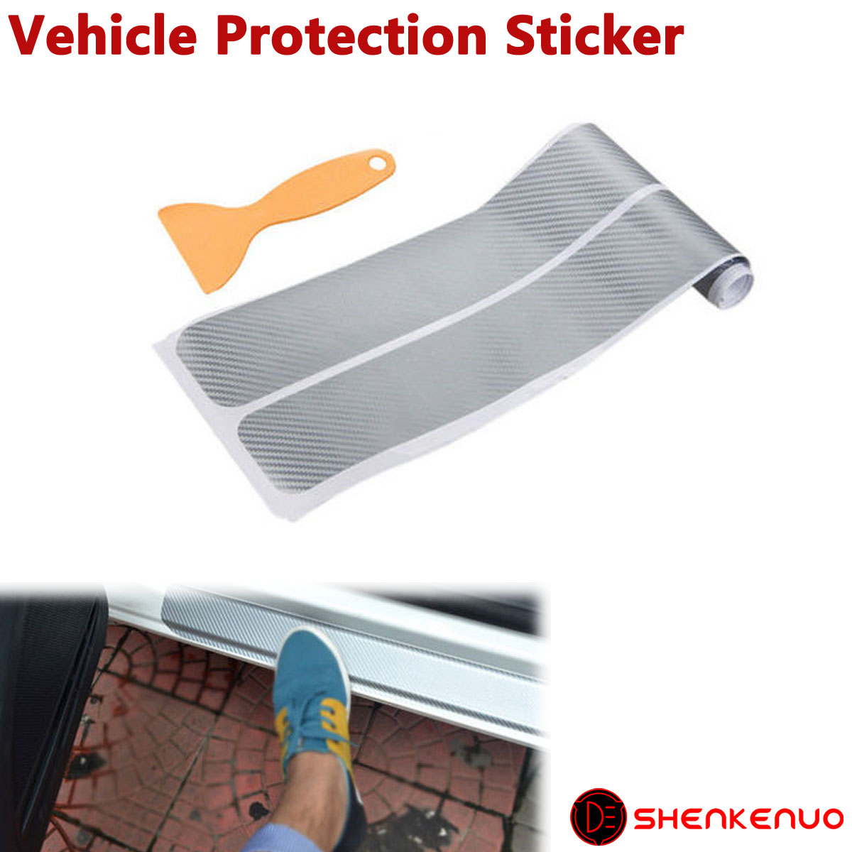 Door Entry Guard Automotive 4pcs 3d Carbon Fiber Welcome Pedals