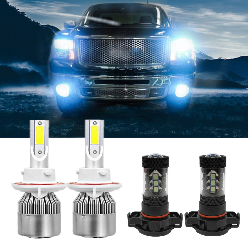 Ice Blue LED Headlight + Fog Light Bulbs Combo for GMC Yukon/Yukon XL