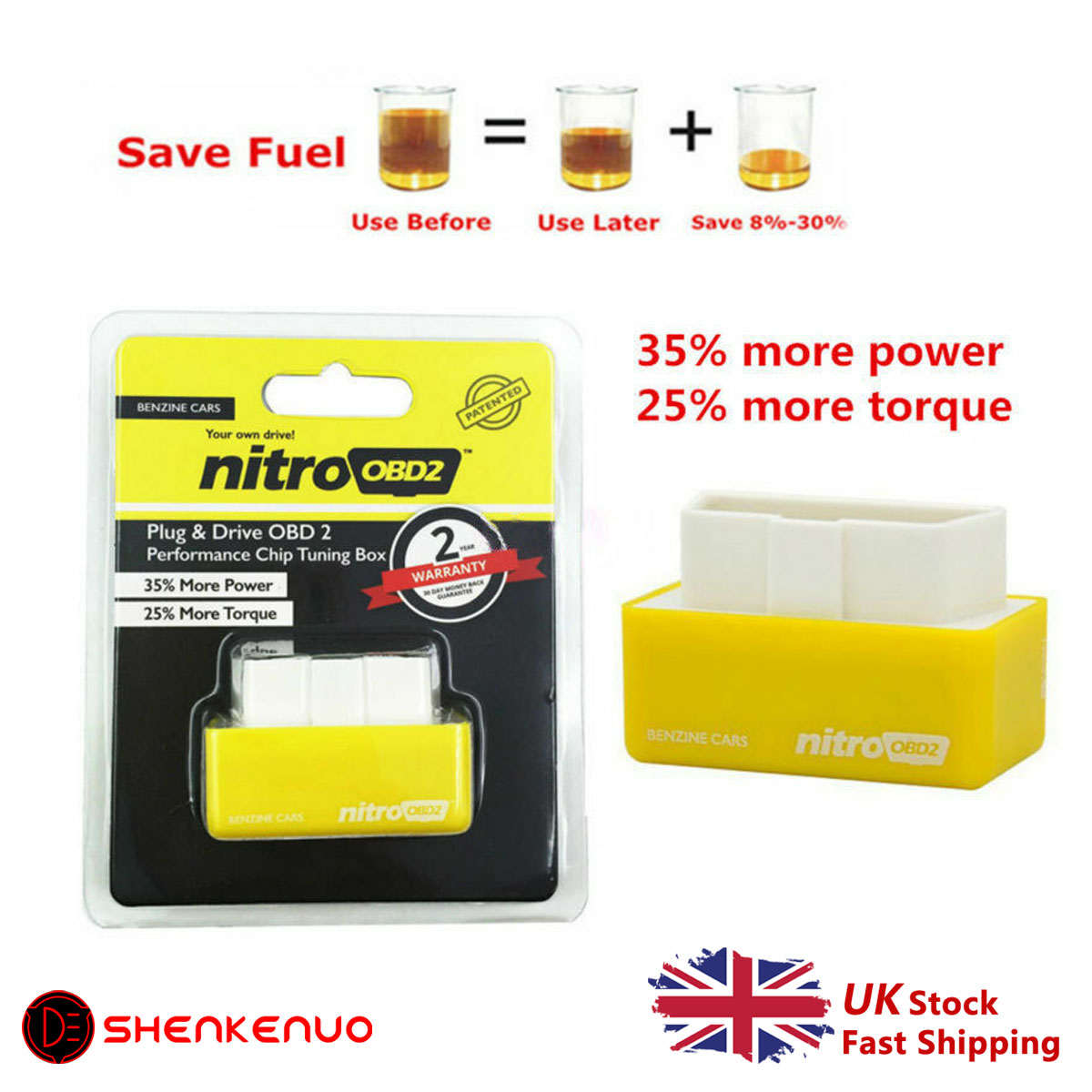 Mini ECU Remap Performance OBDII Chip Tuning Box Upgrade Power For Benzine Cars