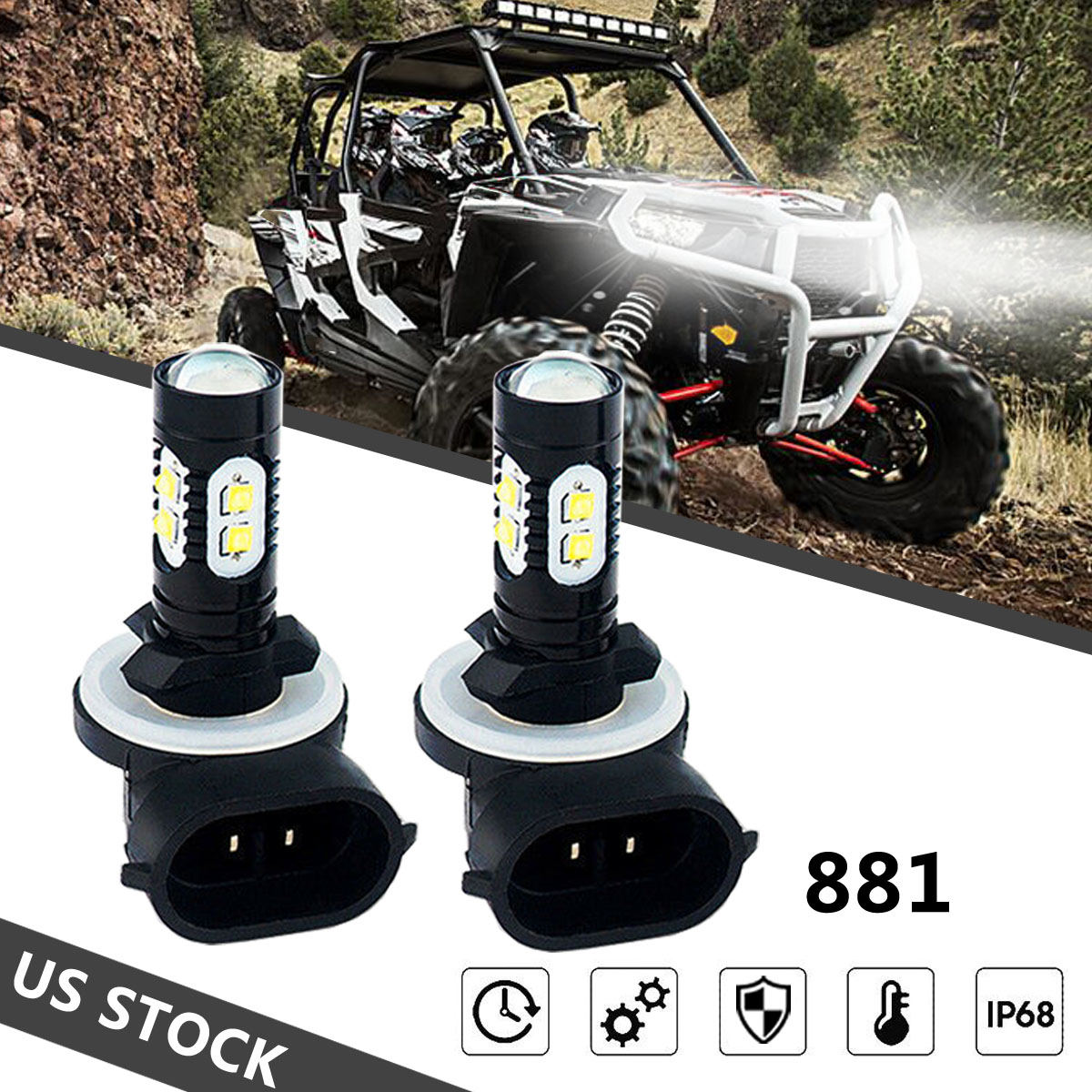 4Side H13 9008 LED Headlight Bulb For ATV Polaris Ranger 570 800 900 RZR 570 800