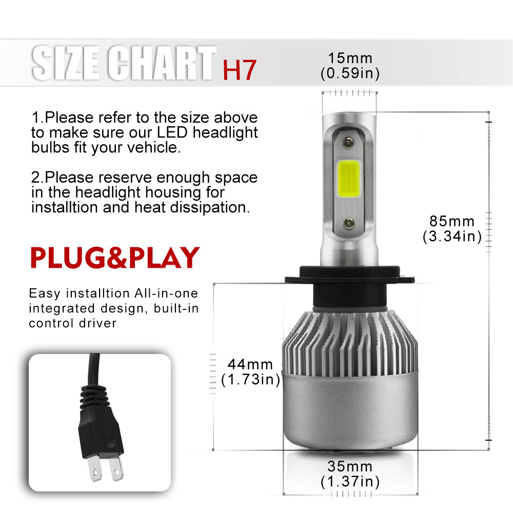 FOR MERCEDES SPRINTER 2000+ H7 LED HEADLIGHT CONVERSION KIT 2 BULBS
