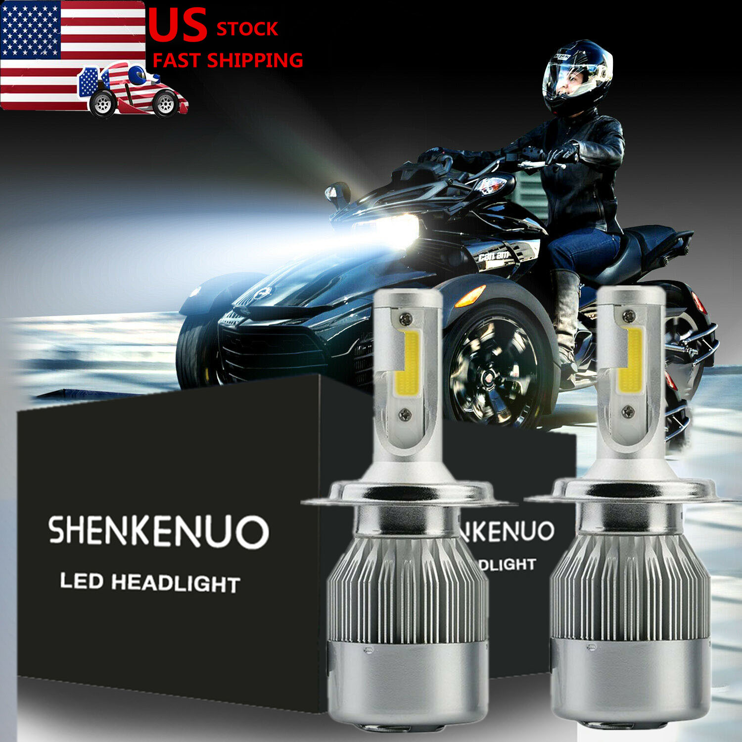LED Headlight Bulbs Conversion Kit for the CanAm Spyder F3 F3S Pair