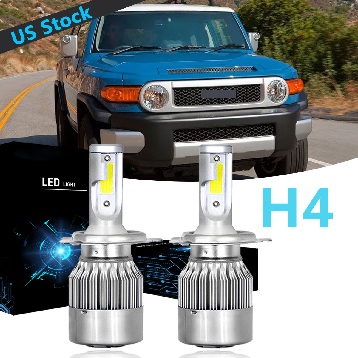 Super White Led Headlight Bulb Conversion Kit C6 For Toyota Fj