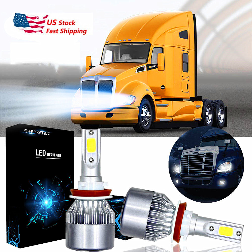 For Kenworth T680 T880 H11 White LED Headlight Low Beam Light System