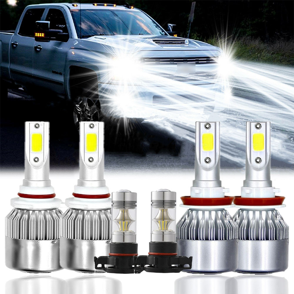 6x 6000K LED Headlight Fog Light Bulbs For Chevy Silverado 1500 2500 ...