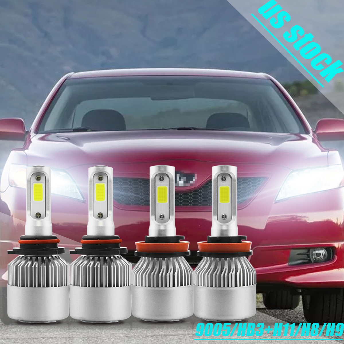8000K LED Headlight Bulb for Toyota Camry High Beam 9005+Low Beam H11 2007-2017