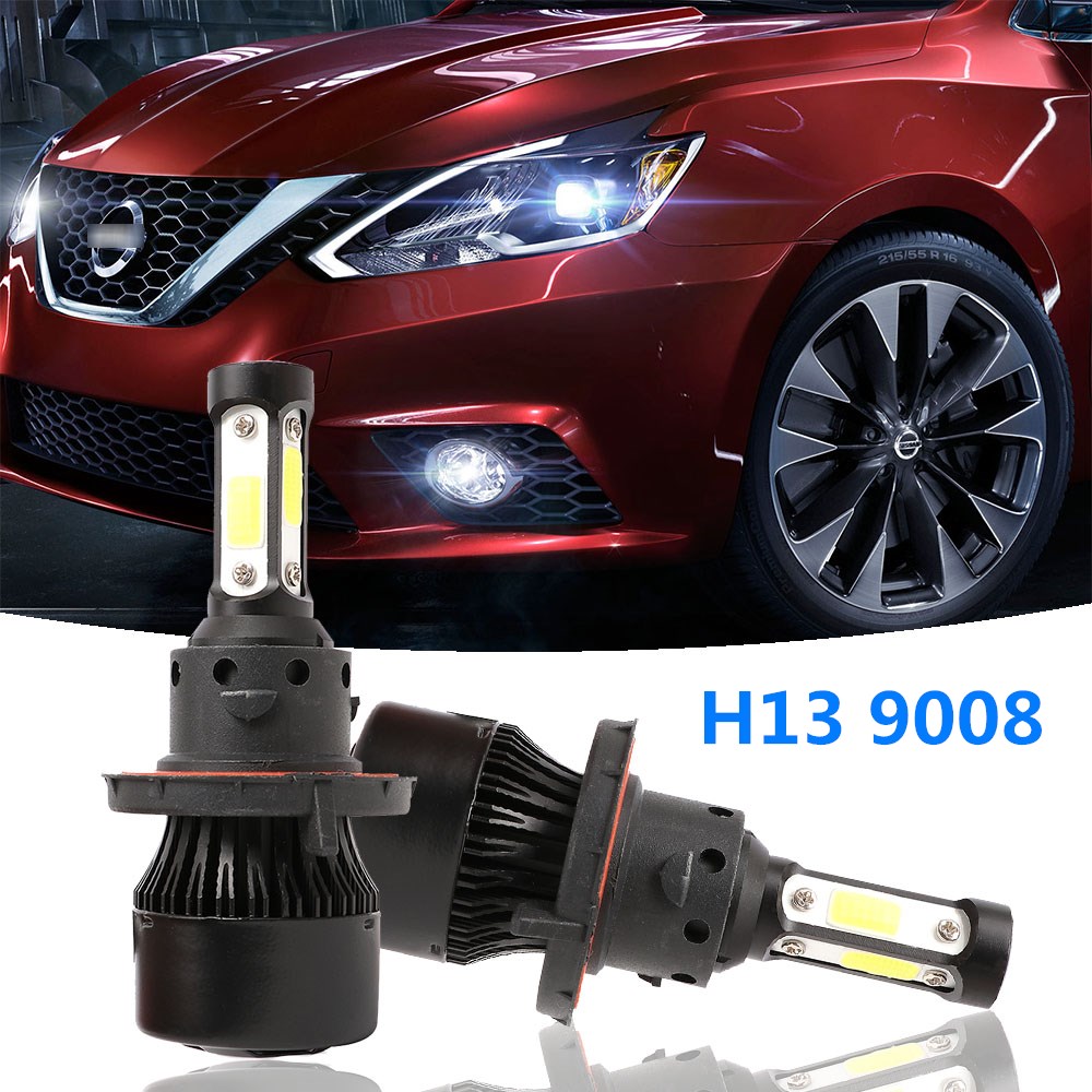 4 Side LED Headlight Kit H13 9008 White Hi/Low Bulbs for NISSAN Sentra 2004-2012